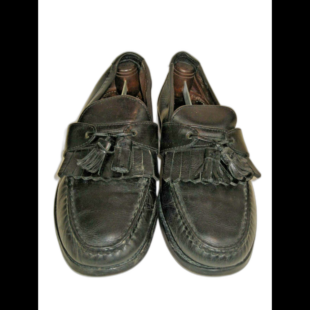 Allen Edmonds "Enfield" Black Leather Tassle Kilties Slip on Loafers sz 10D